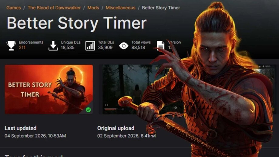 Blood Dawnwalker Mod Shifts Story Timer, Players Remove RPG Friction