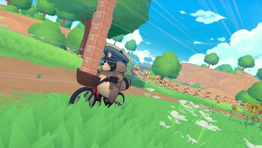 Delivery Raccoon on Bike Brings Summer Nostalgia